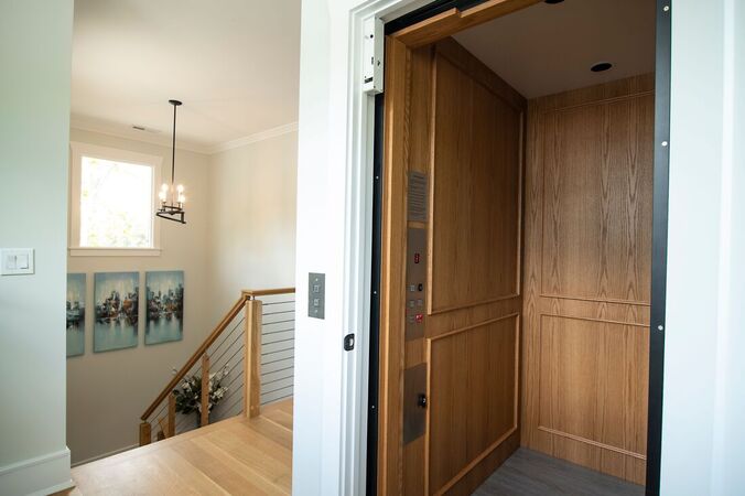 An elevator in a forever home with accessible design