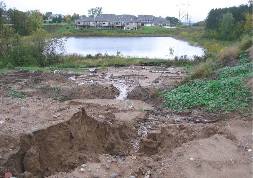 Erosion from a construction site running into waterway