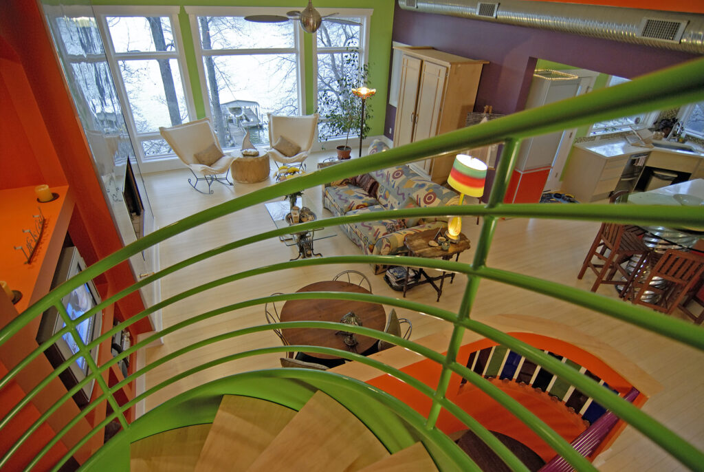 colorful spiral stairway