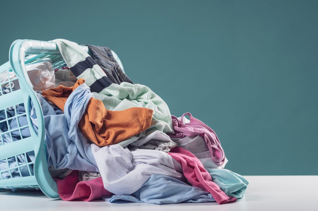 Overflowing basket of laundry