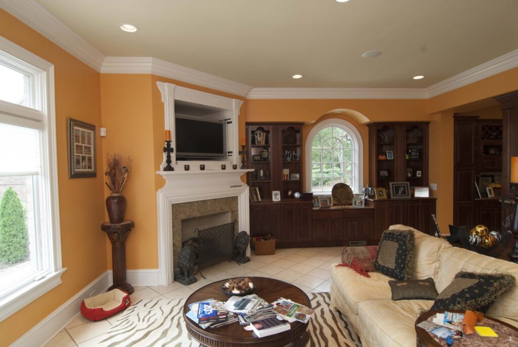 Before After Living Room Renovation Buffet Hutch Fireplace