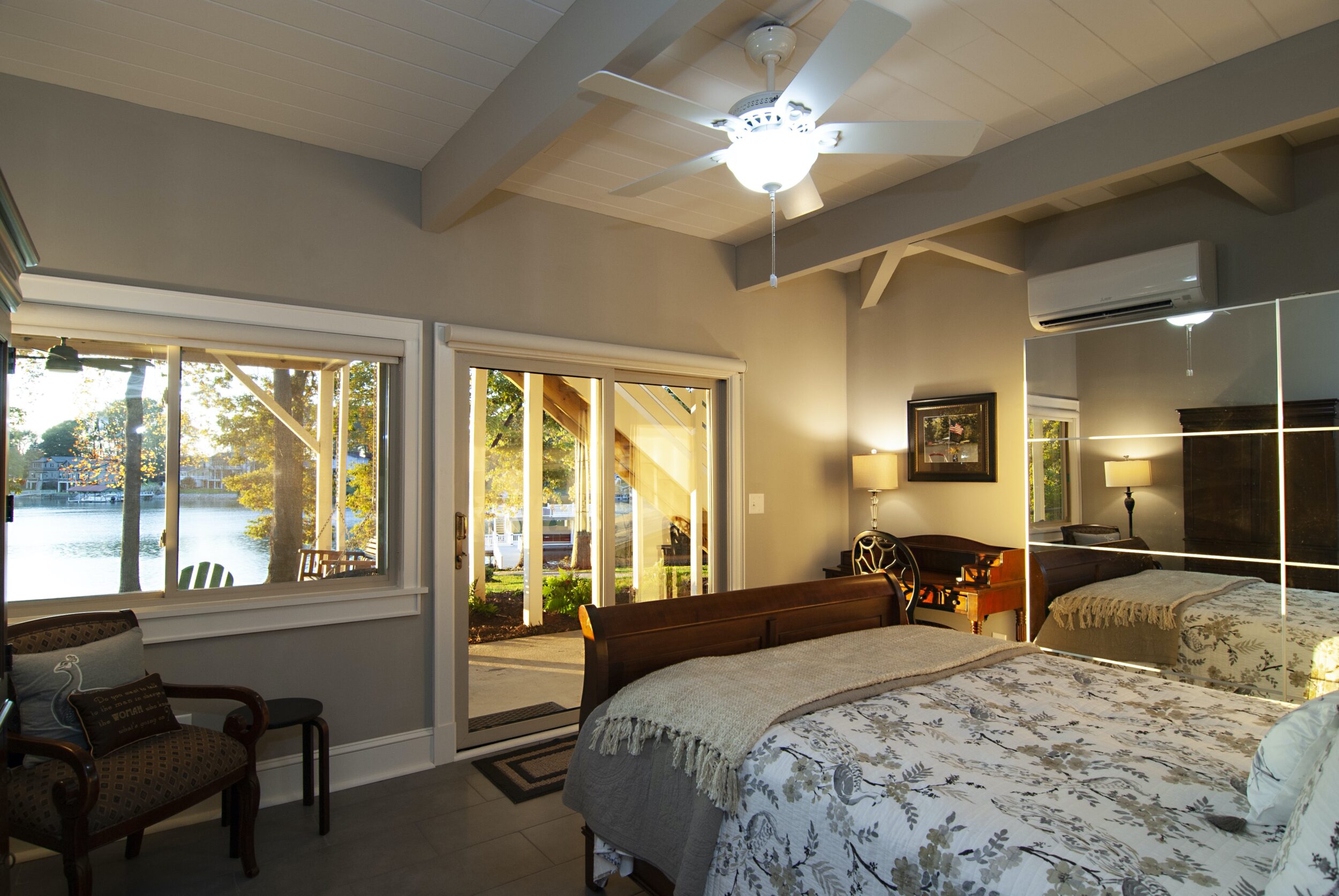 Before After Renovation Lakeview Walkout Covered Patio Bedroom