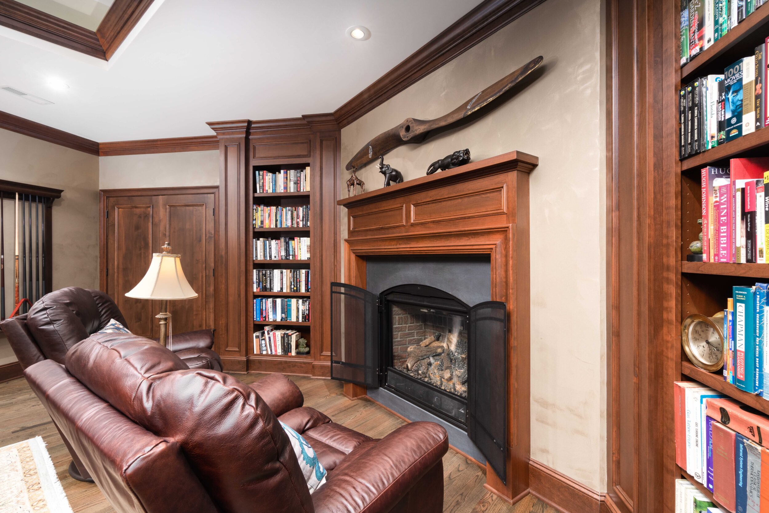 Home Library Fireplace