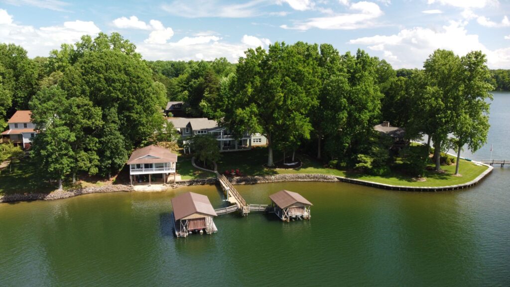 Lakefront Custom Home Boathouse Dock
