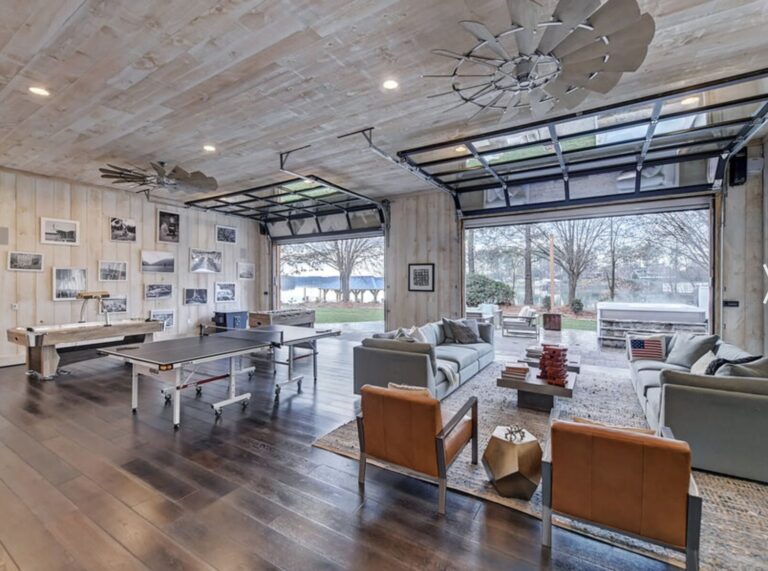 open garage doors game room