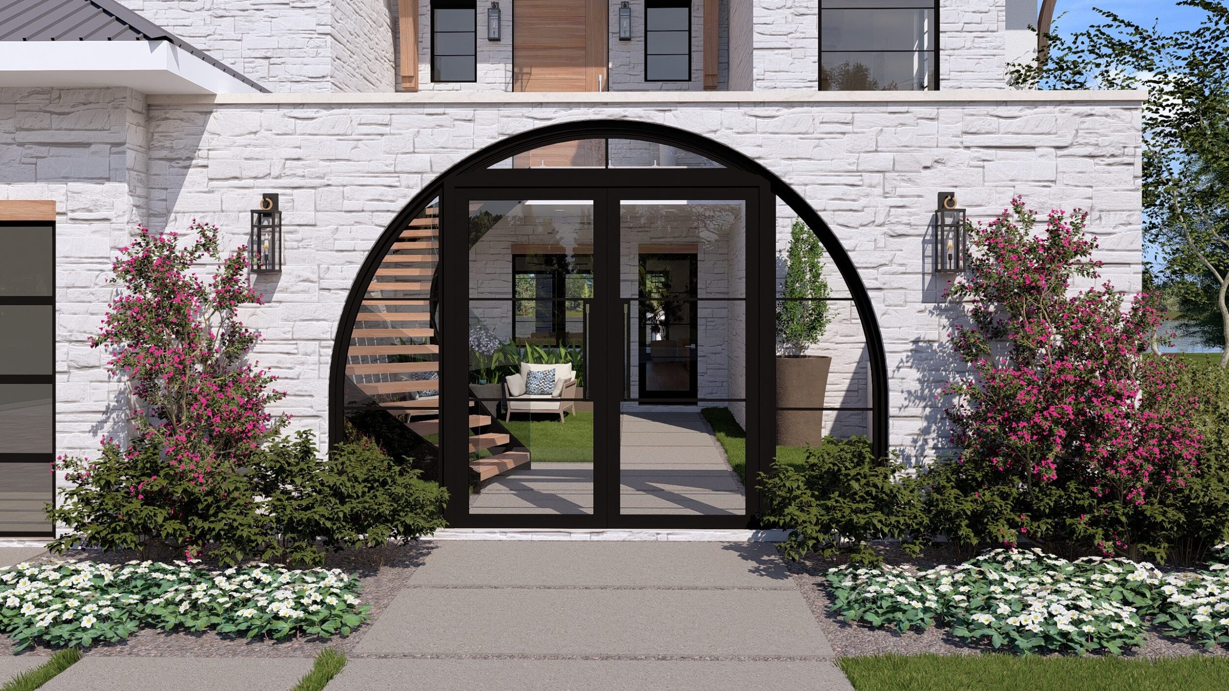 Arched Glass Door Entrance