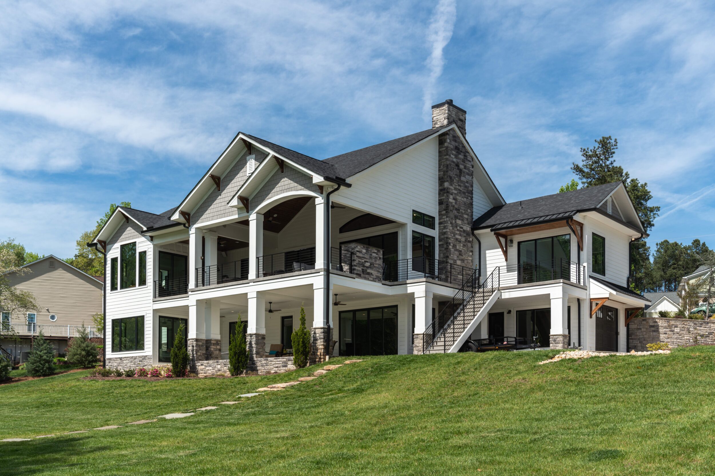 Custom Modern Farmhouse Stone Exterior