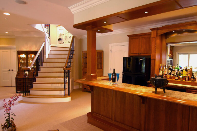 Custom Woodwork Bar Wide Staircase