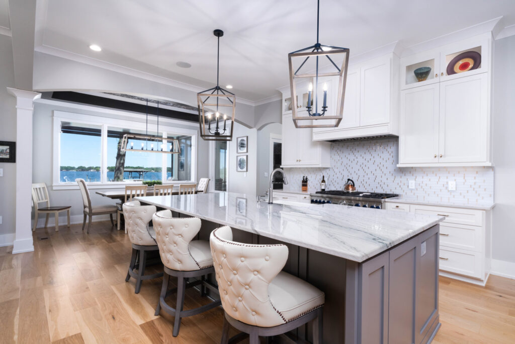 Modern Farmhouse Kitchen Island Seating Lake View