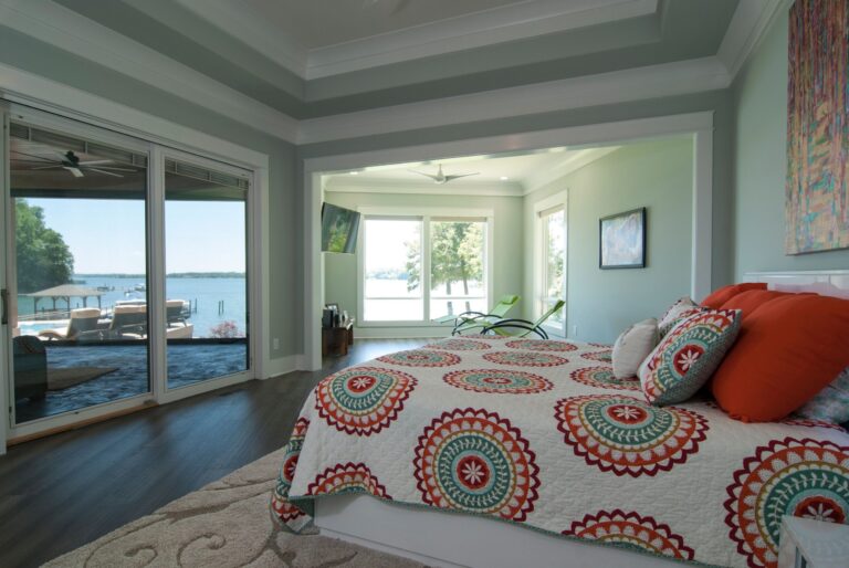Primary Bedroom Lakeview Glass Sliders