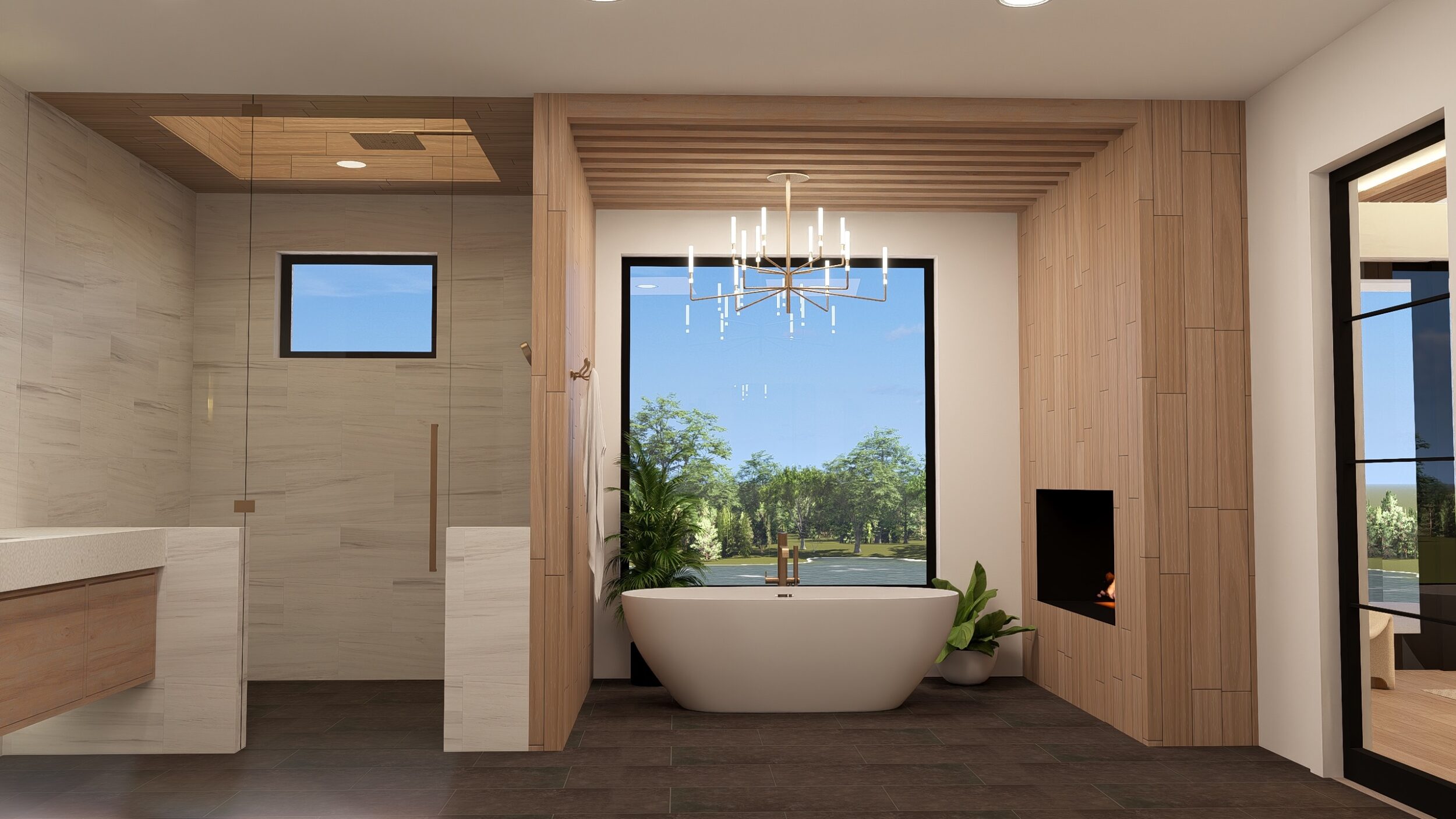 Soaking Tub Fireplace