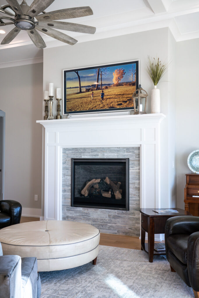 Stone And White Fireplace