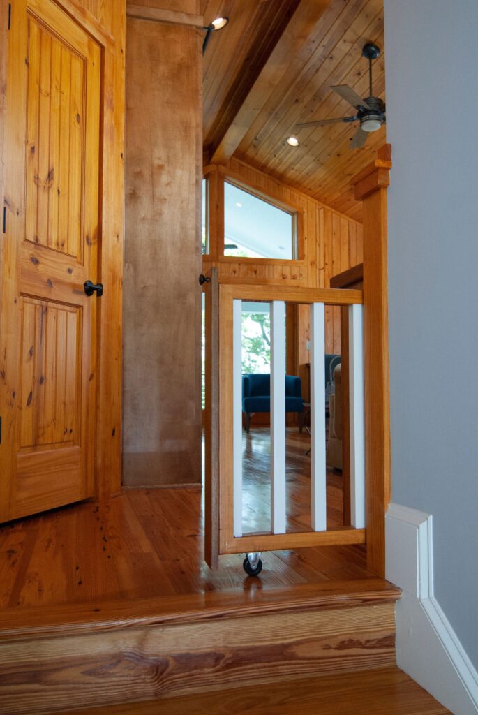 Wood Stair Top Rollout Gate