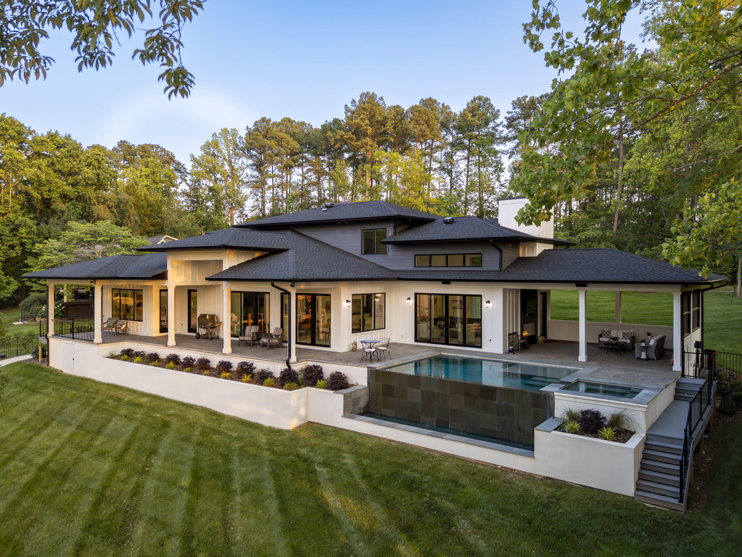 Lakehouse with pool