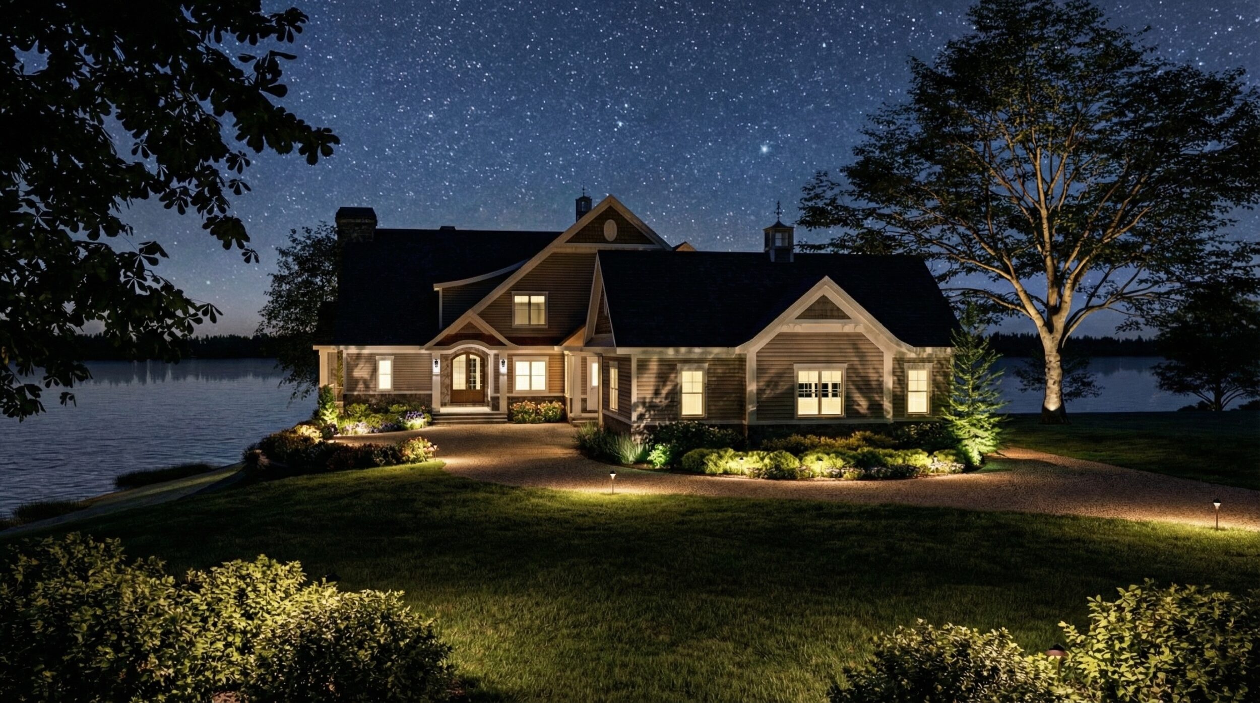 Night Time Cape Cod Style Home