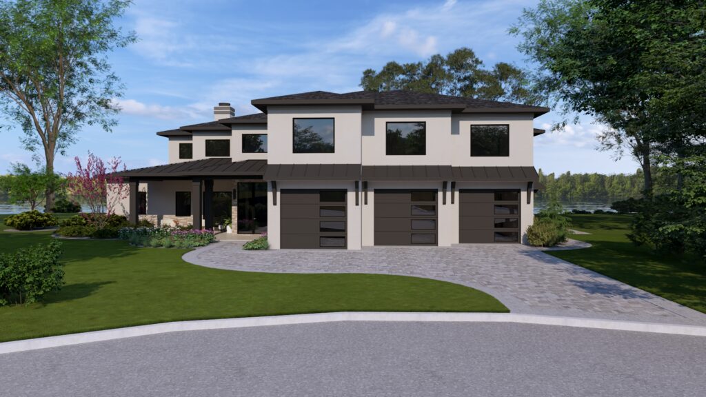 Tiered Three Car Garage