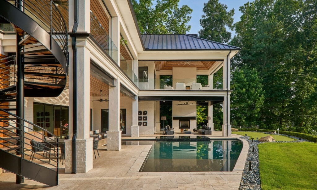luxury pool spiral staircase