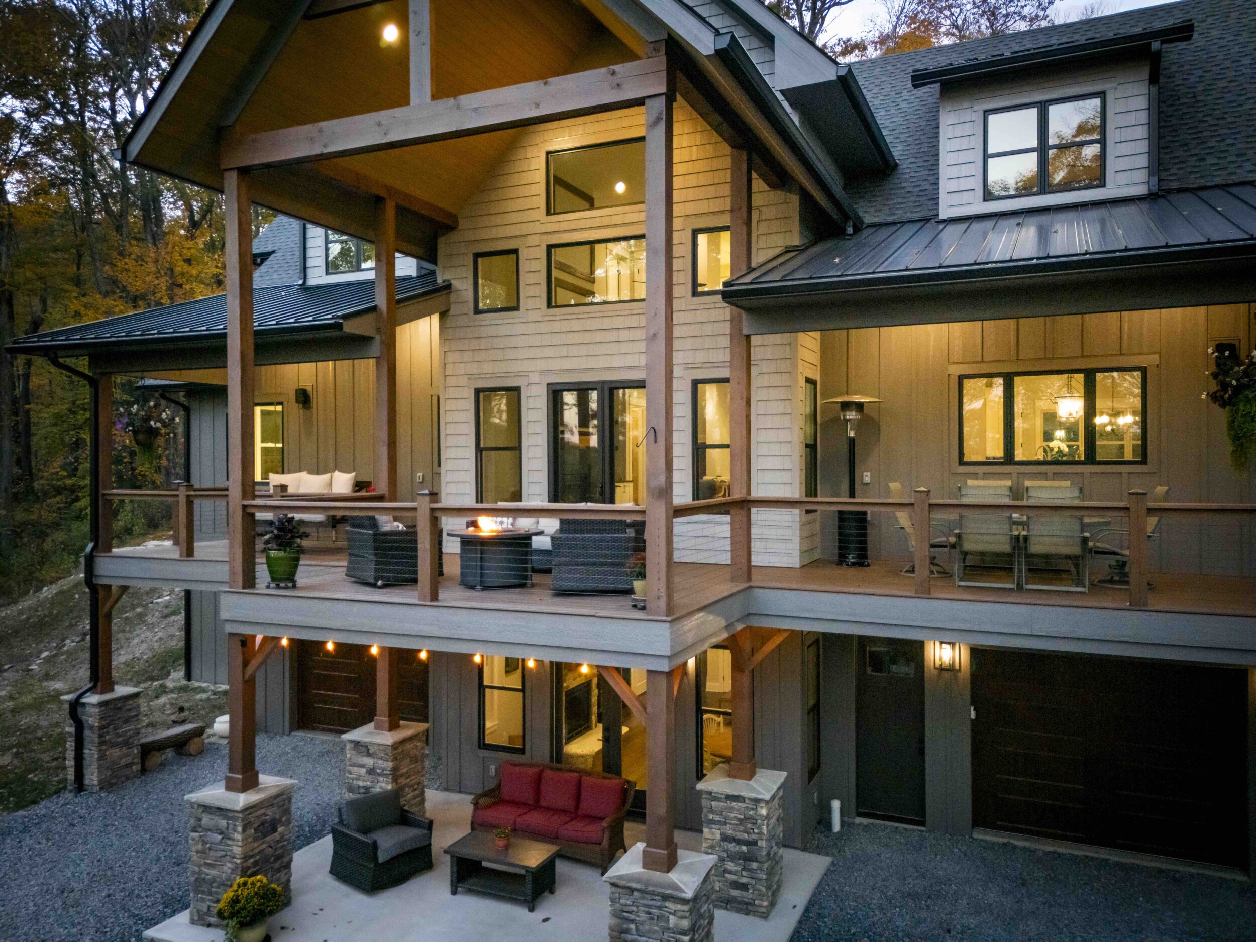Stacked covered porches