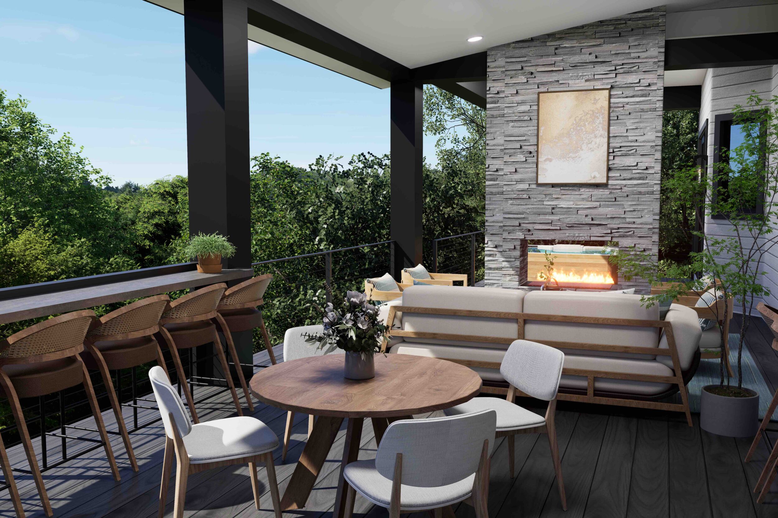 Mountain Lodge Outdoor Fireplace
