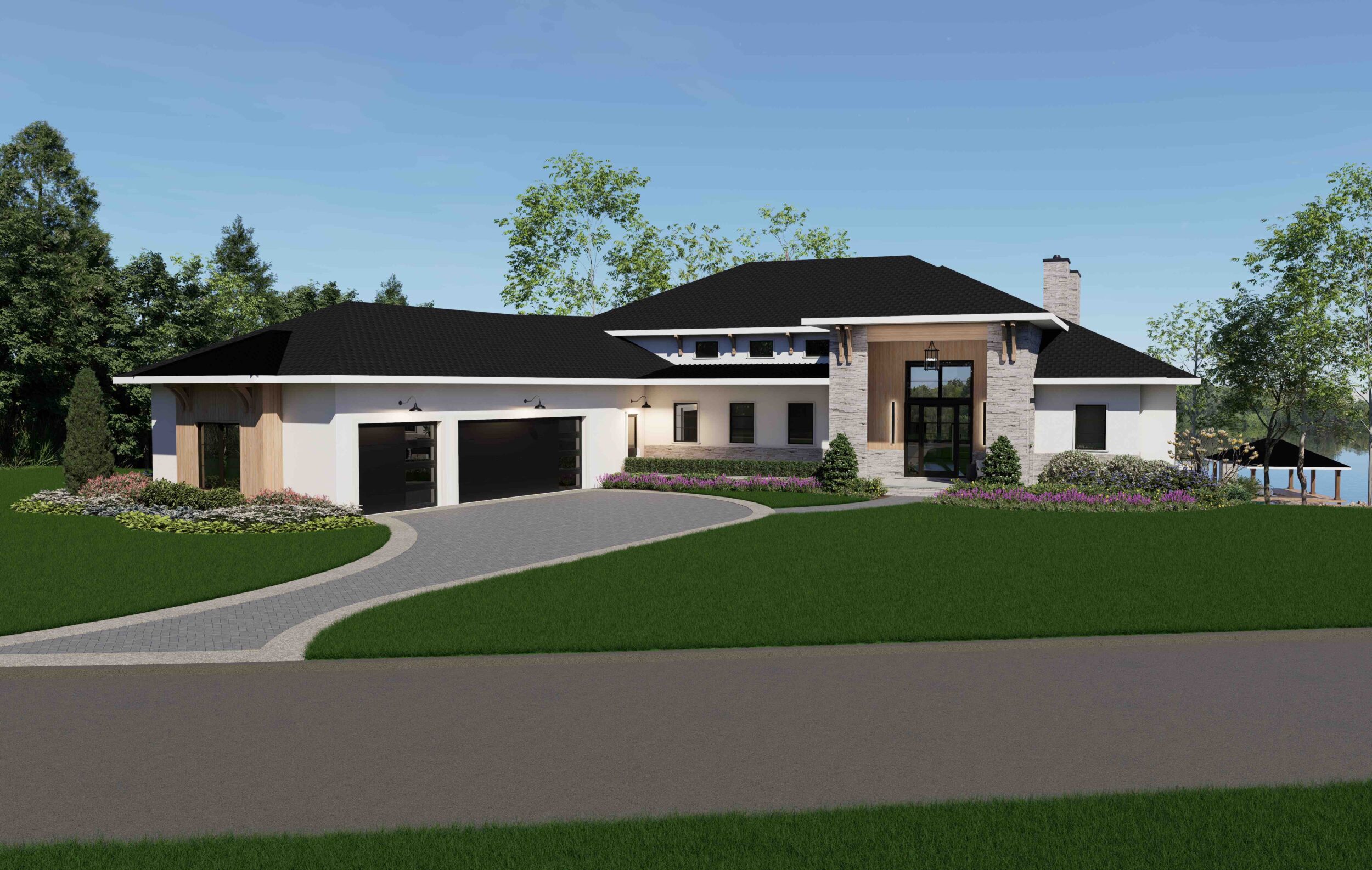 Stone Stucco And Wood Exterior